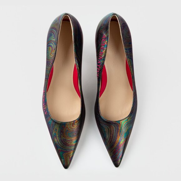 Stylish Oil Wash Leather Pumps - Picture 3 of 10